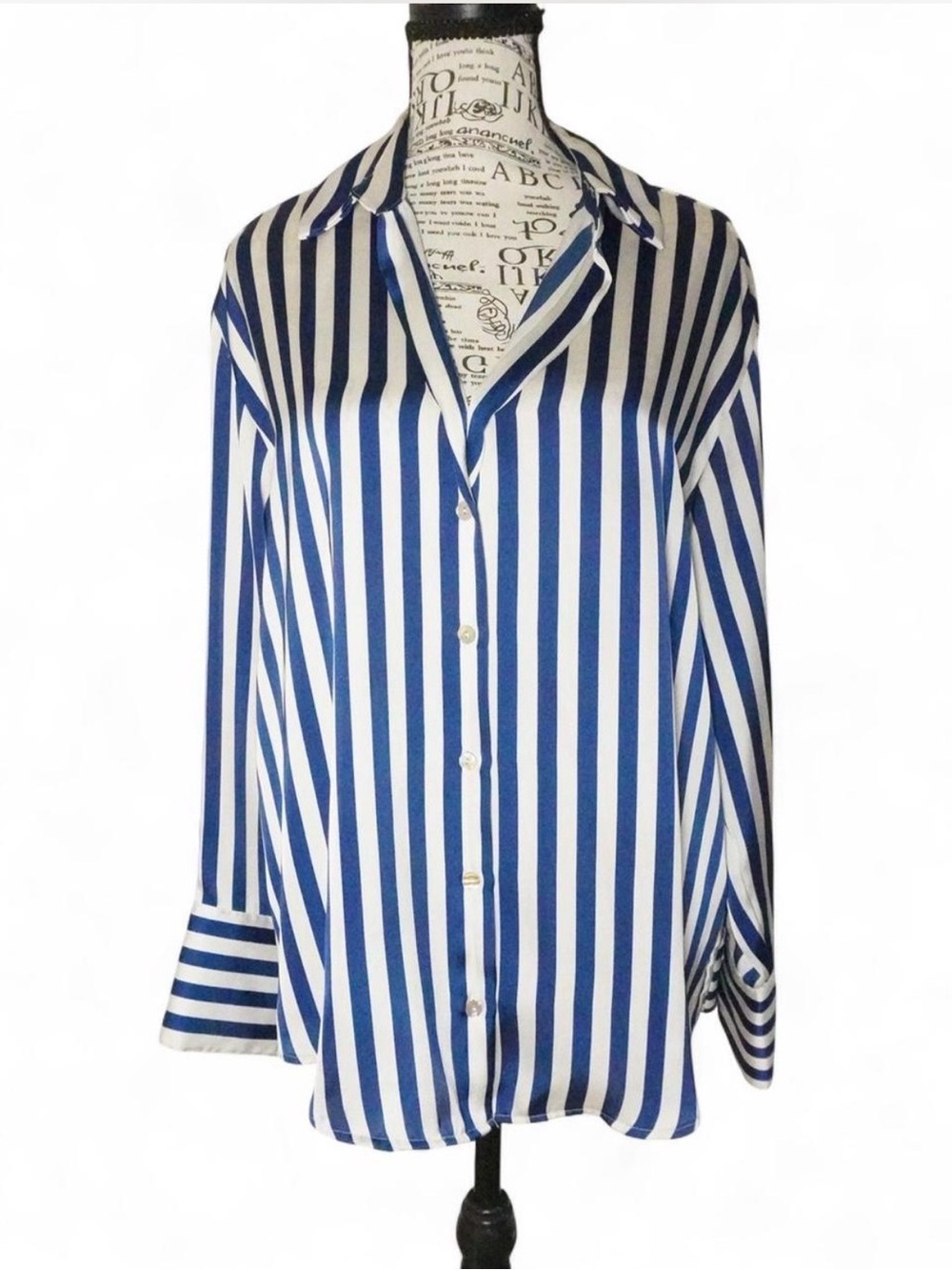 Zara Navy and White Striped Shirt